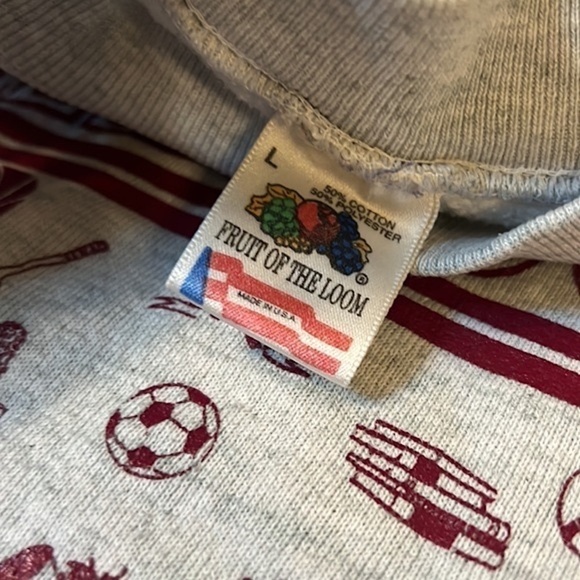 Fruit Of The Loom USA Made Maroon Mania Crewneck Sweatshirt - Picture 6 of 8